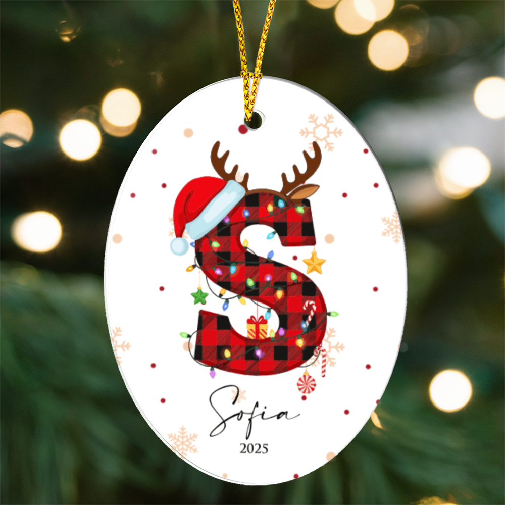 Personalized Christmas Initial Oval Ornament +