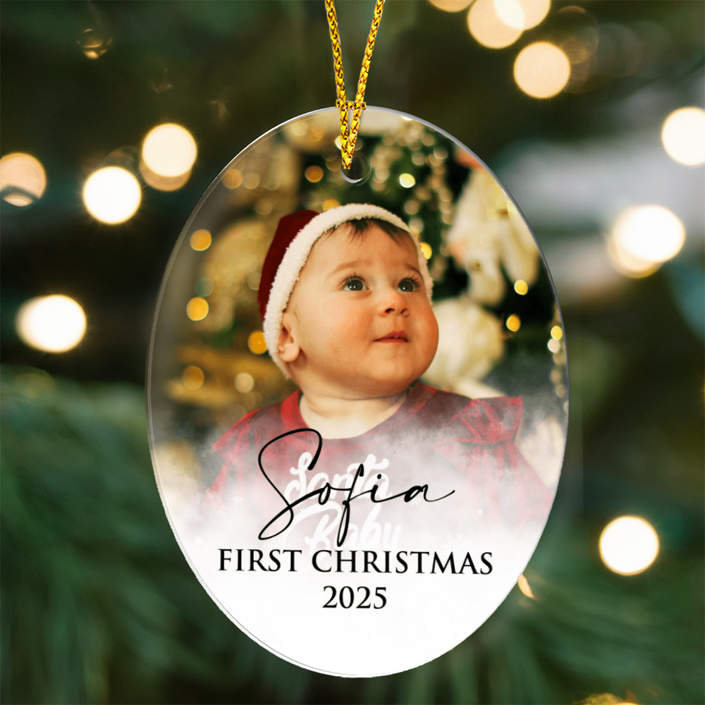 Personalized Baby's First Christmas Oval Ornament +