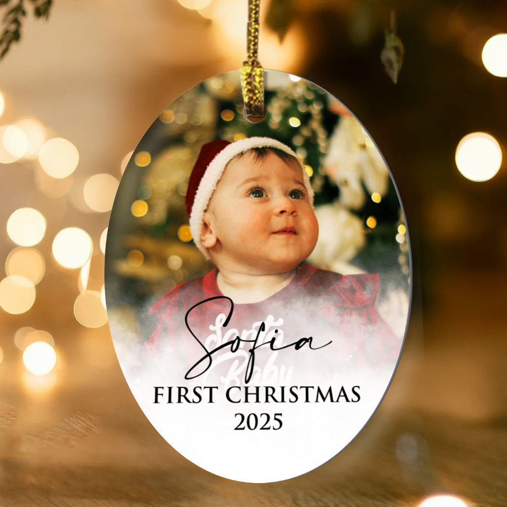 Personalized Baby's First Christmas Oval Ornament +