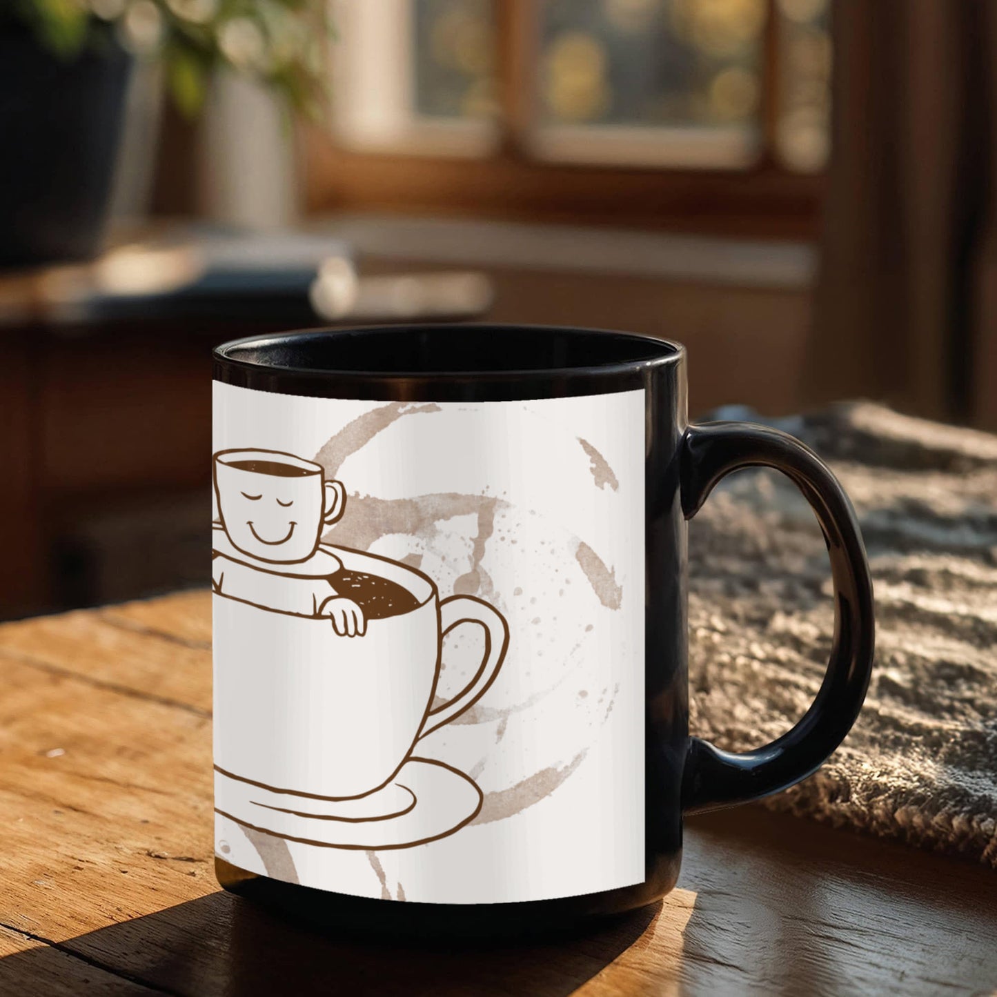 Personalized Upload Your Design Black Ceramic Mug