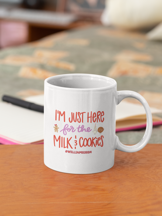 Ceramic Mug (11oz White) - I'm Just Here For The Milk & Cookies Christmas 2024 with Custom Name