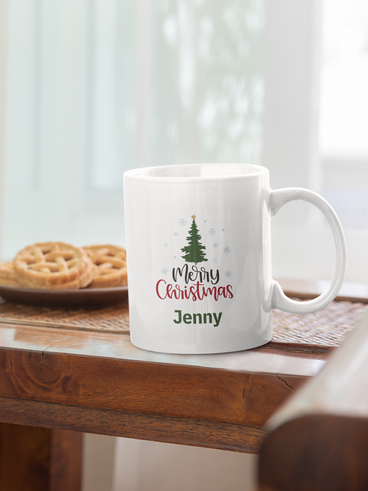 Ceramic Mug (11oz White) - Christmas Design 2024 - Merry Christmas Tree