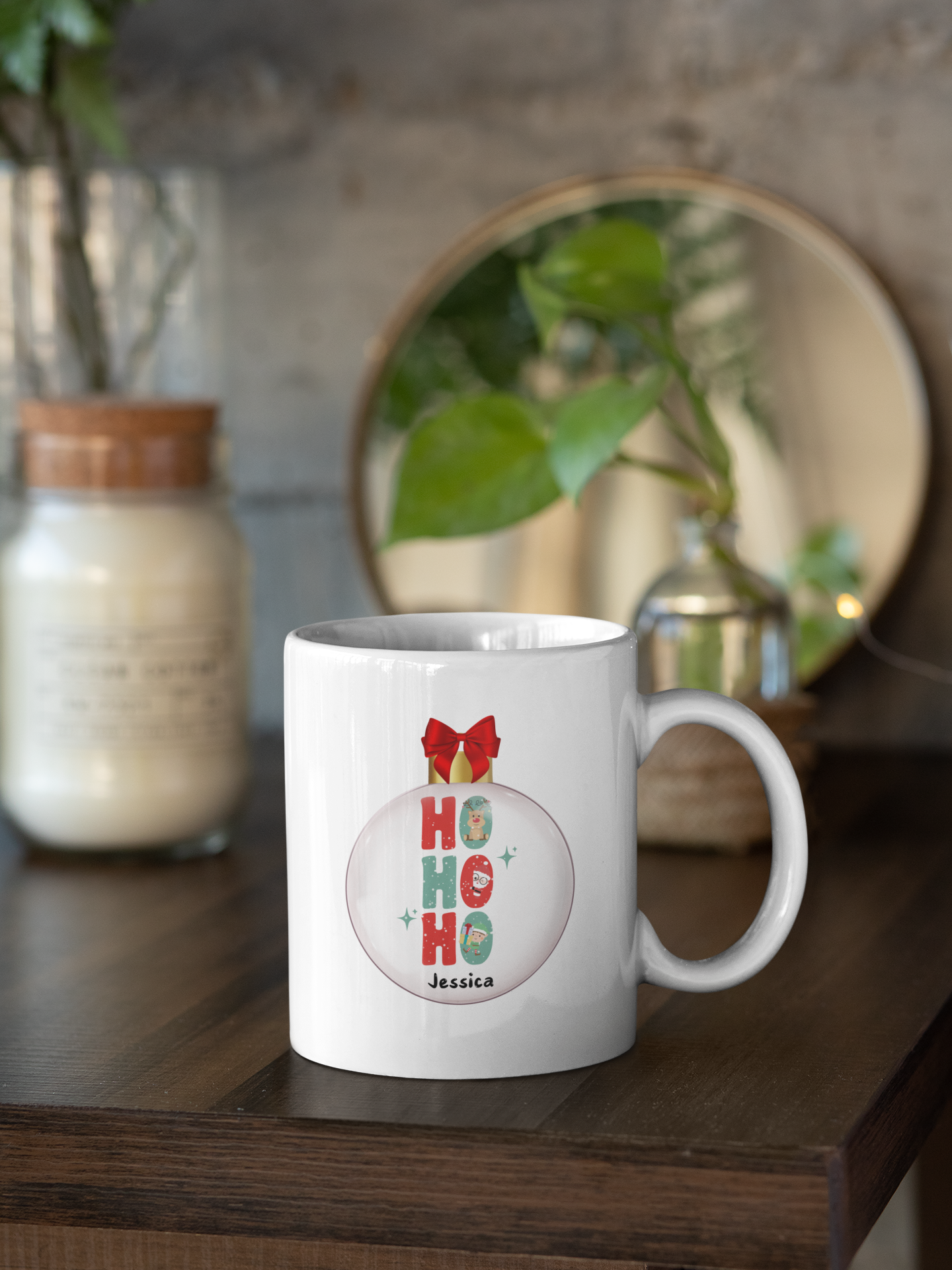 Ceramic Mug (11oz White) - Ho Ho Ho Christmas 2024 with Custom Name