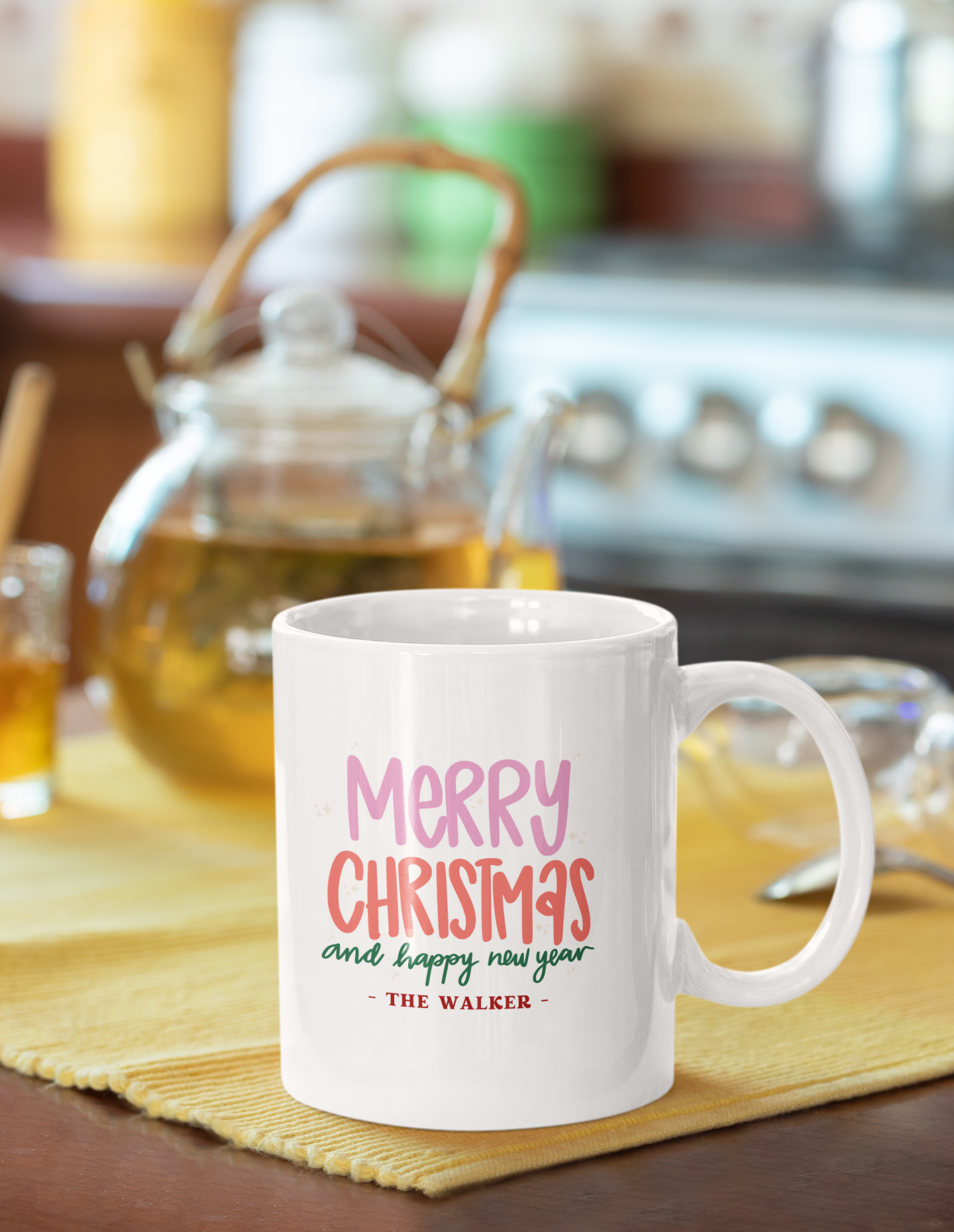 Ceramic Mug (11oz White) - Merry Christmas & Happy New Year Christmas 2024 with Custom Name