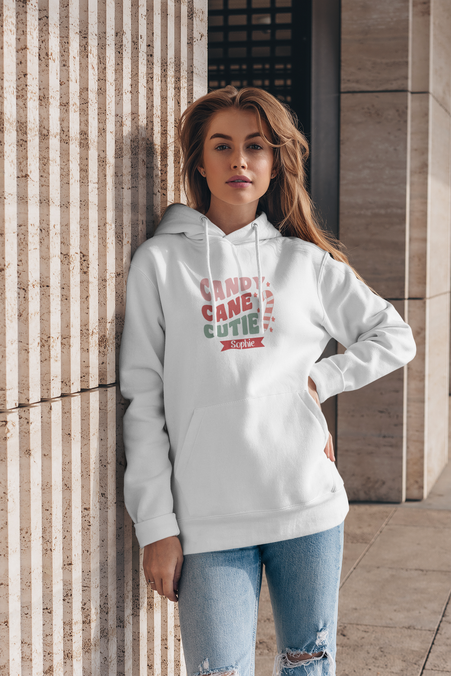 Unisex Heavy Blend Hooded Sweatshirt Candy Cane Cutie Christmas 2024 with Custom Name