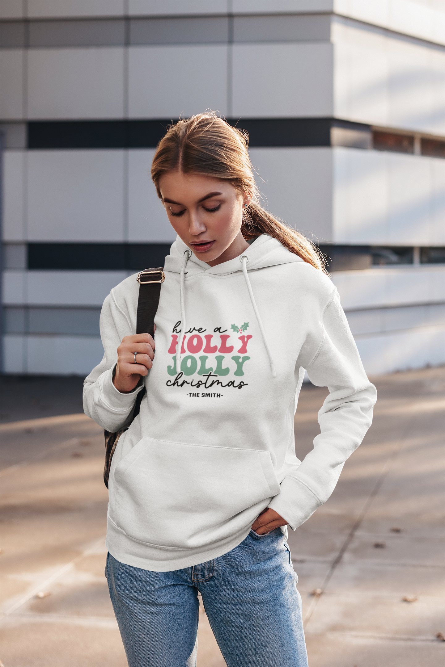 Unisex Heavy Blend Hooded Sweatshirt Have a Holly Jolly Christmas 2024 with Custom Name