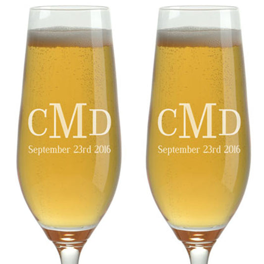 Champagne Flutes - Monogram Initials & Date