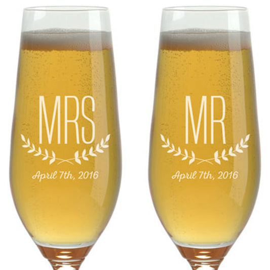 Champagne Flutes - Mr. & Mrs. Date
